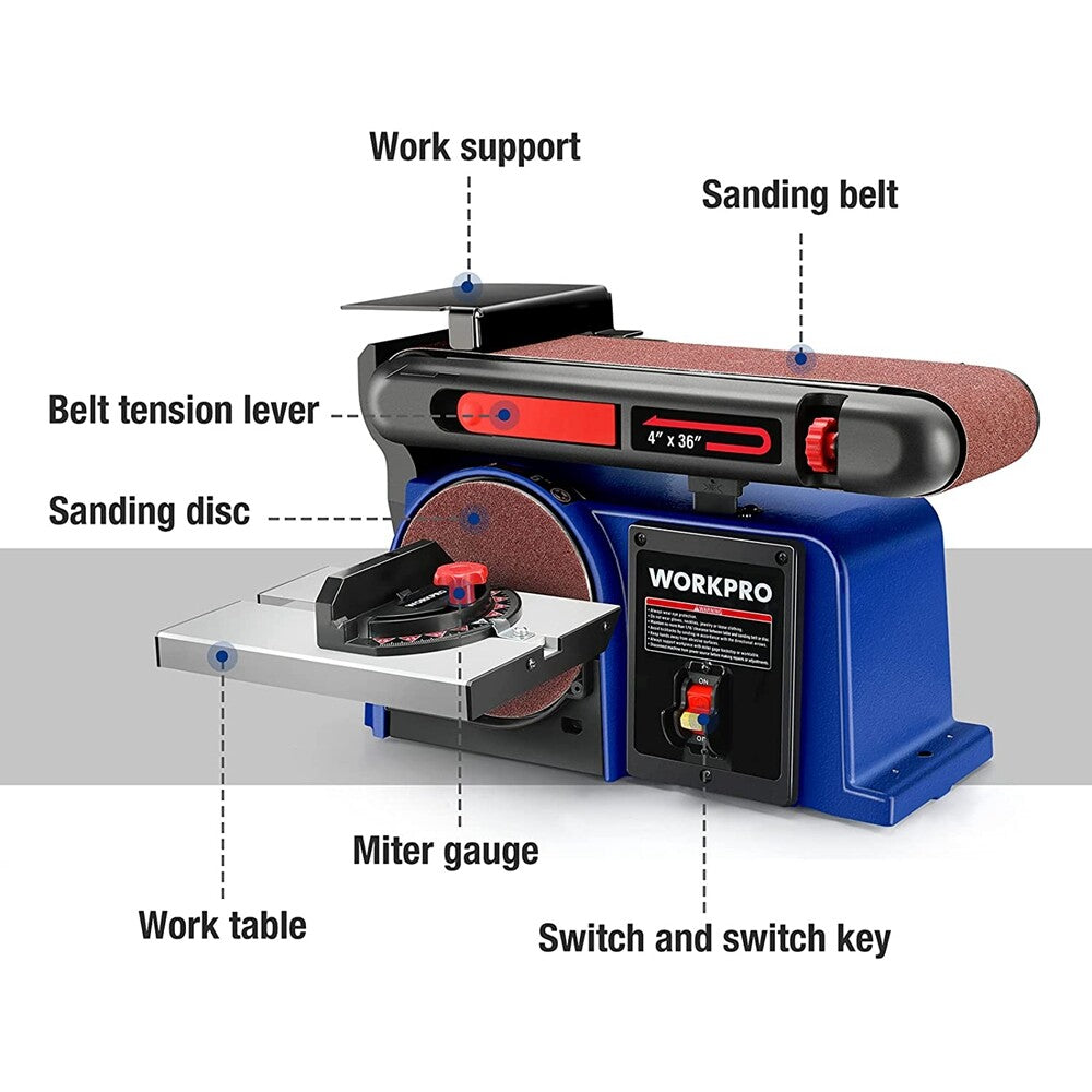 WORKPRO 4 in x 36 in Belt & Disc Sander by WORKPRO