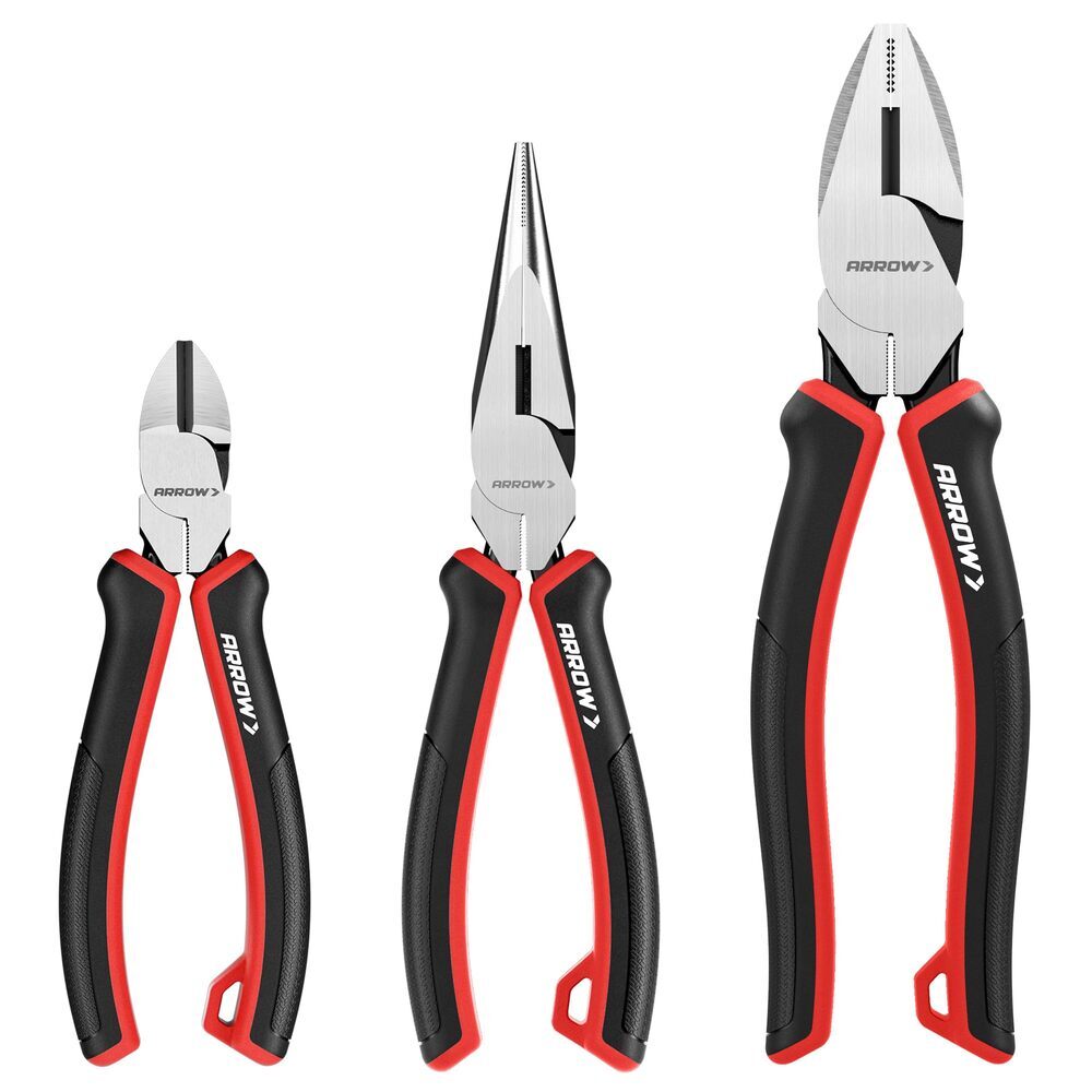 ARROW 3PCS Plier Set Linesman Needle Nose Diagonal Cutter