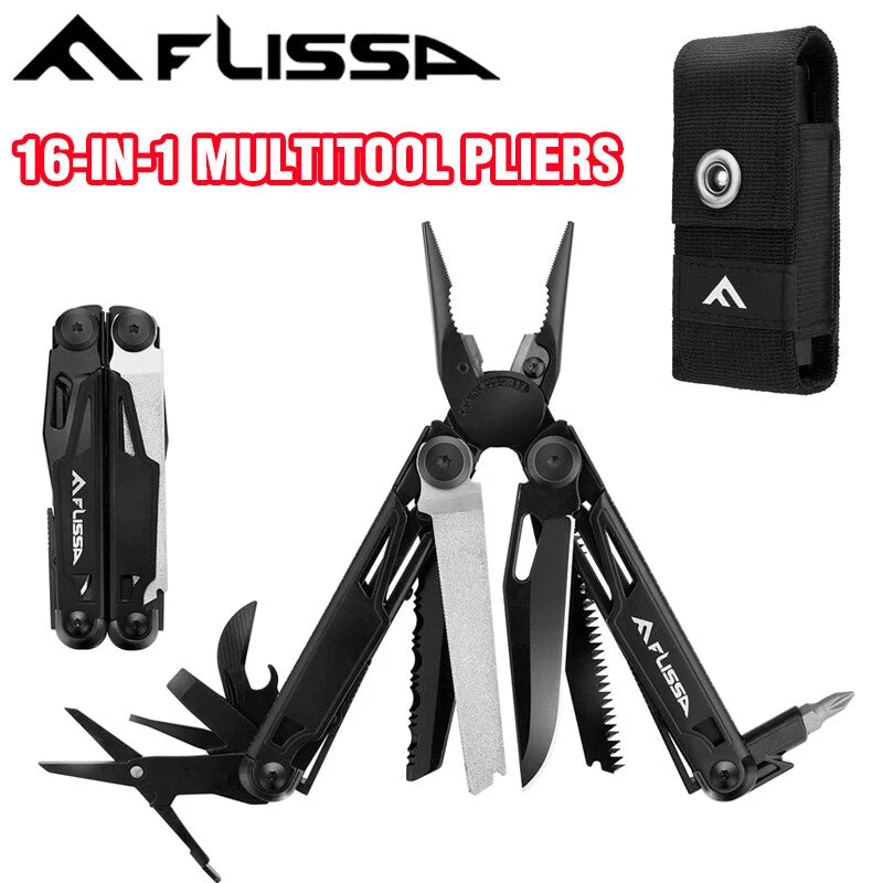 Flissa Multitool 16-in-1 Multitool Plier Bottle Opener Knife Folding