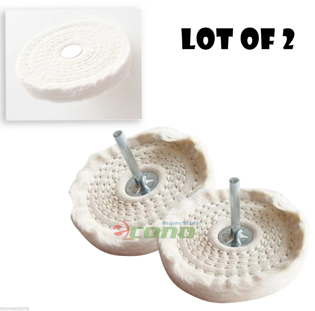 Lot Of 2 Soft 4" Buffing And Polishing Pad / 1/4" Shaft Wheel Cloth