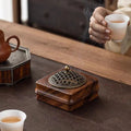Walnut Wood Incense Burner With Classic Oriental Design For Coil