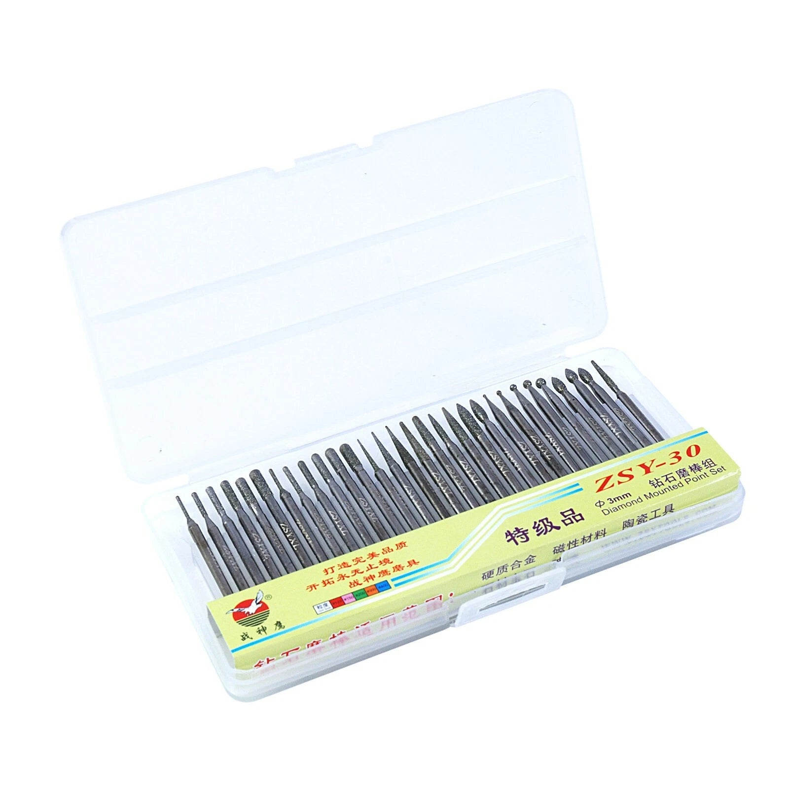 Ø3x30pc Assorted Diamond Tip Mounted Rotary Burr | Built Supply Co