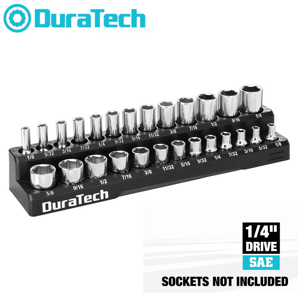 DURATECH 1/4" Drive Magnetic Socket Organizer Set SAE Socket Holders Socket Tray