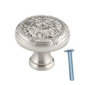 Rok Royal Floral Round Brushed Nickel Kitchen Cabinet Knob 1-1/4"