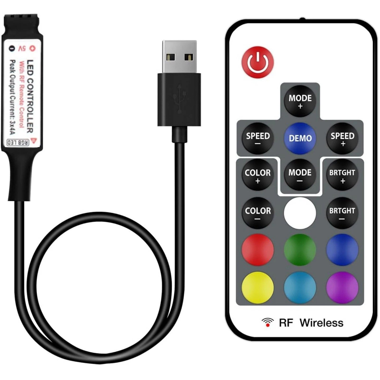 Dc 5V Usb Led Light Strip Rgb Controller 17-keys Rf Wireless Remote