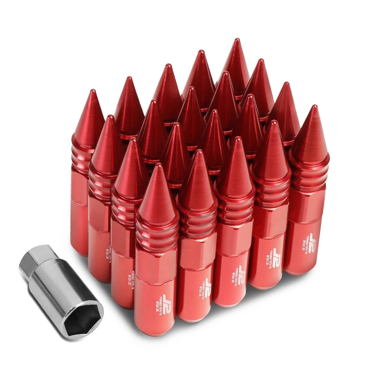 J2 7075 Forged Aluminum M12x1.25 10.7cm Spiked End Lug Nut W/adapter