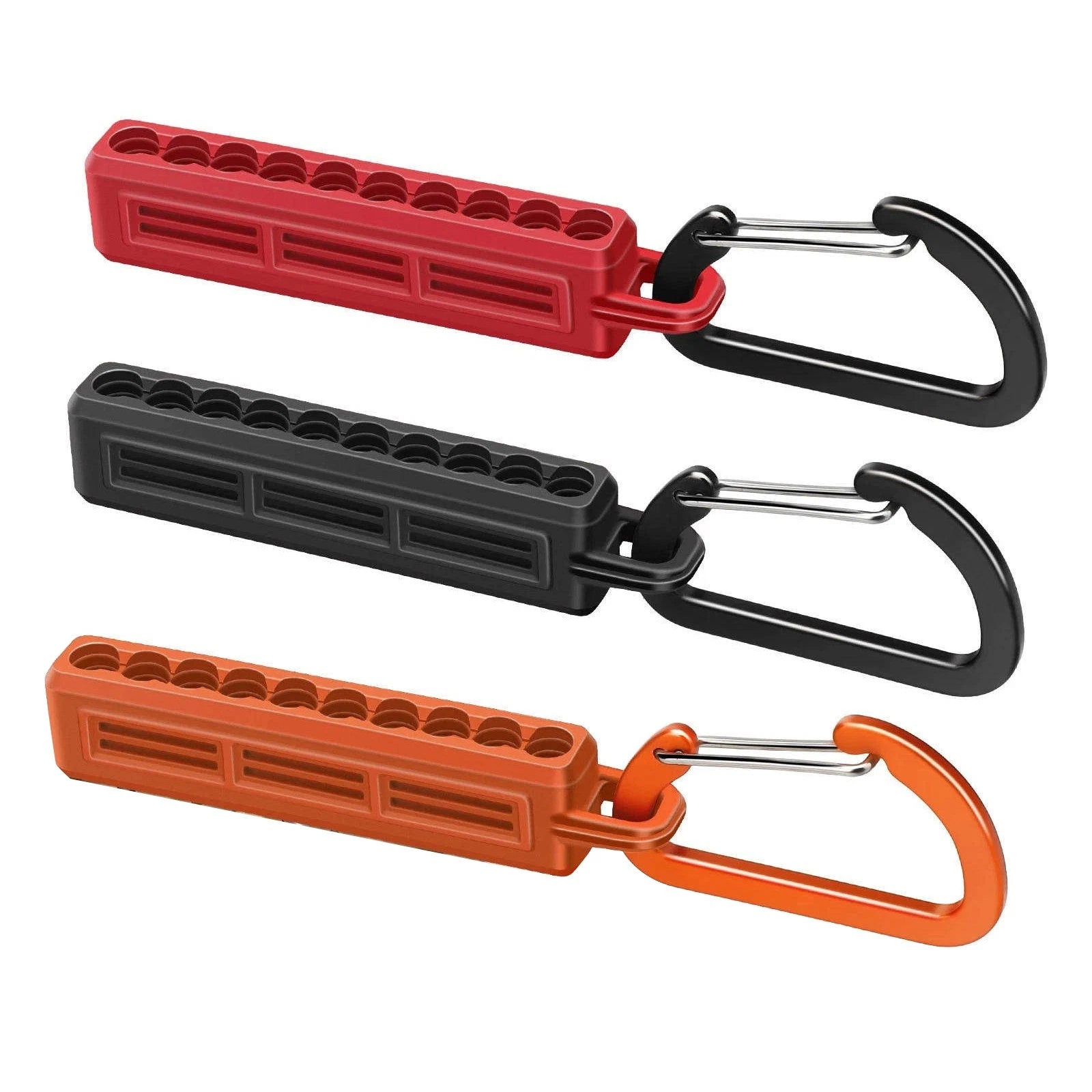1/4" Hex Bit Holder Storage Rail 10-hole Bit Organizer With Carabiner