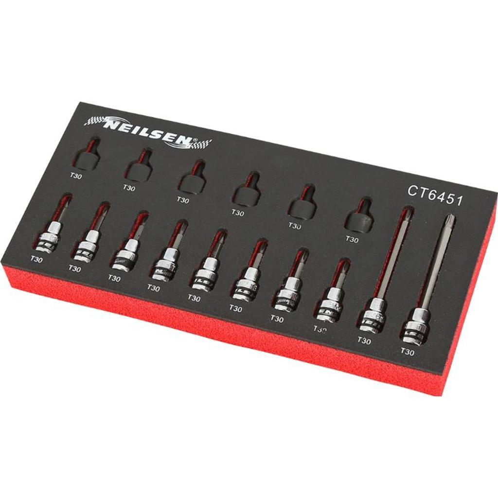 Neilsen Long Torx Bit Star Socket Set T30 Trx 3/8" Sockets 30mm -