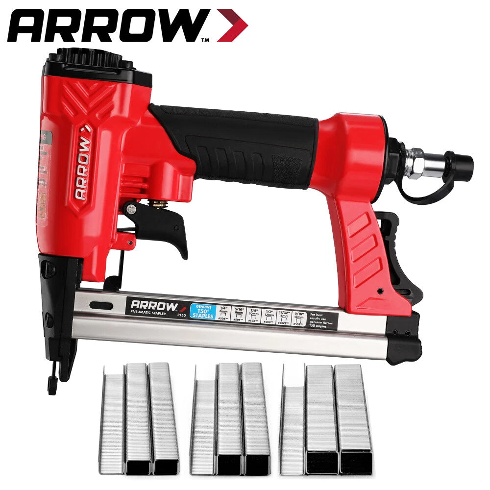 Arrow Pneumatic Staple Gun Oil-free Upholstery Stapler 1/4" 3/8 1/2"