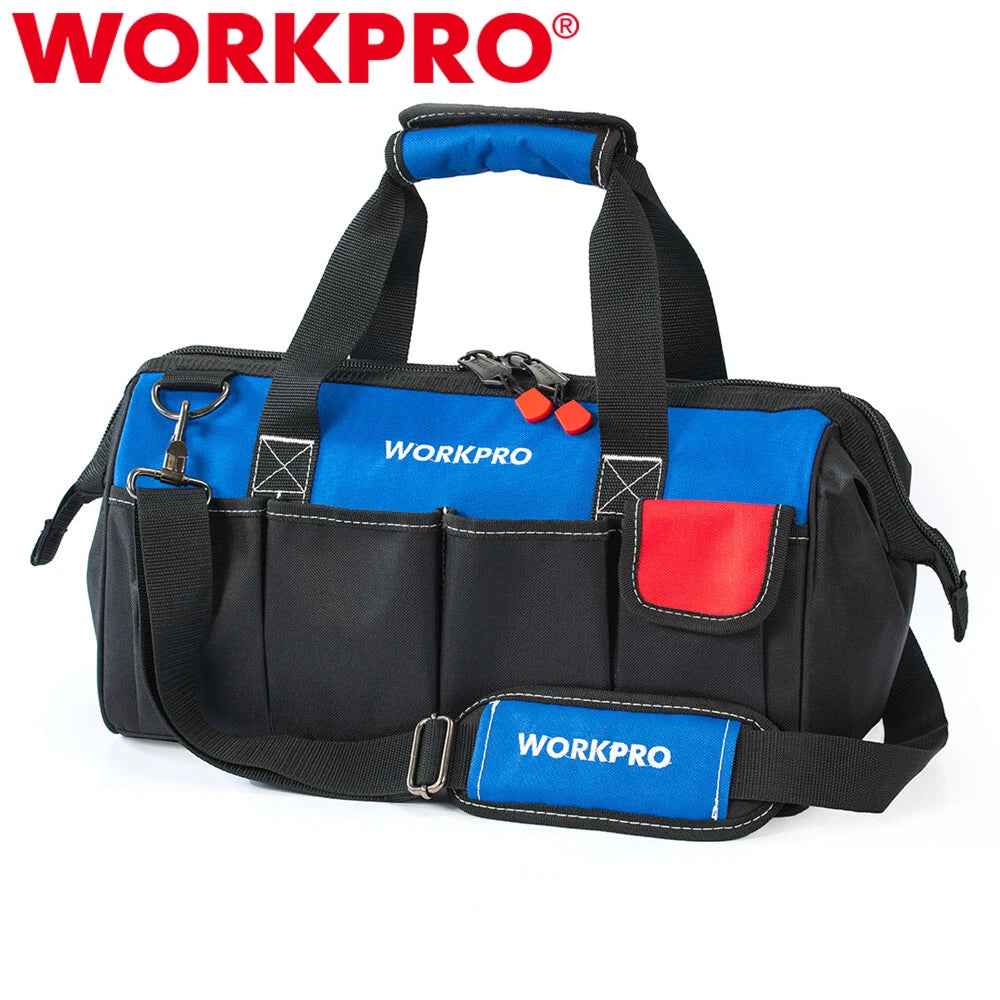 WORKPRO 18" Storage Tool Bag Sturdy Bottom Close Top Wide Mouth w/Shoulder Strap