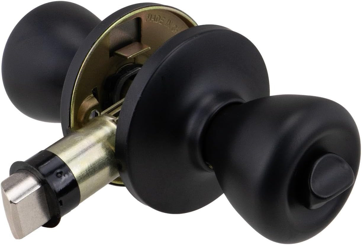 Rv Interior Privacy Door Knob, Matte Black