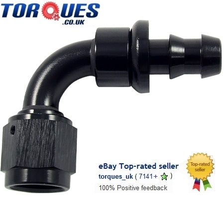 AN -6 (6AN JIC AN6) 90 Degree Push-On Socketless Fuel Hose Fitting