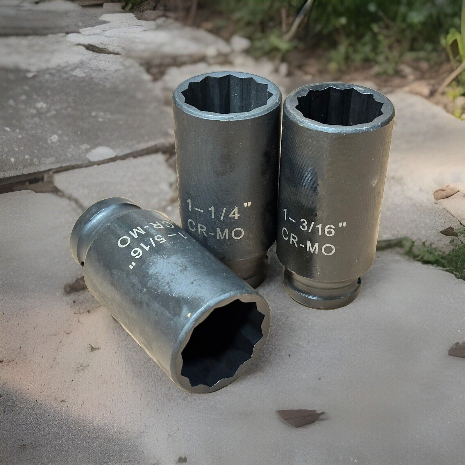 3pc 1/2-Drive Deep Axle Impact Socket Set SAE 1-1/4” to 1-5/16”