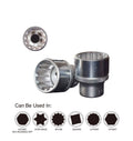 Force 3/8" Dr. 12pt Spline Female Socket Multi-tooth Gear Lock Profile