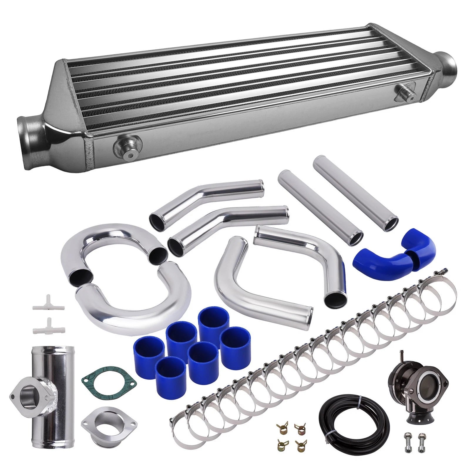 Universal Aluminum Turbo Intercooler 2.5" Inlet / Outlet &amp; Pipe Hose Tube Kit