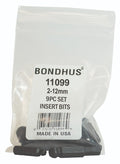 Bondhus 9pc 1/4in Shank Hex Insert Bit Set