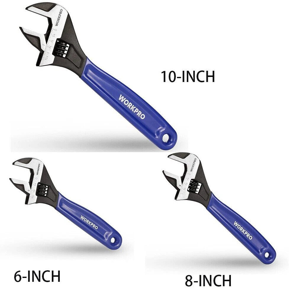 6"/8"/10" Adjustable Wrench Wide Jaw Black Oxide Wrench Metric Sae