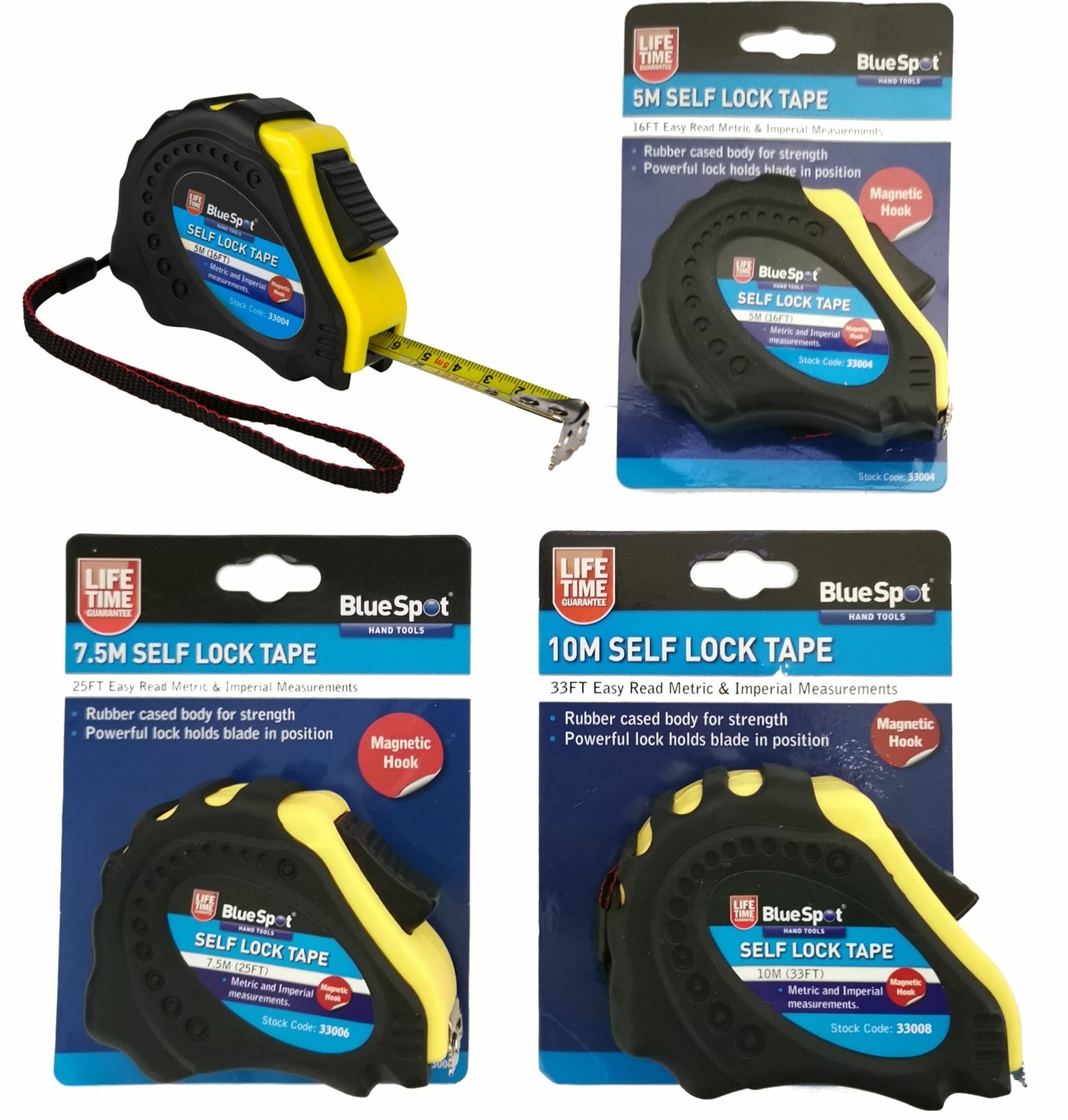 BlueSpot Tape Measure Magnetic Tip Auto Lock by BlueSpot