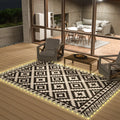 HAUSHOF 8FT Outdoor Rug Waterproof Reversible Plastic Straw Rugs LED Strip Light