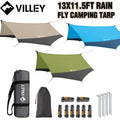 VILLEY Blue/Green/Khaki Camping Tarp Hammock Tent Rain Fly Heptagonal