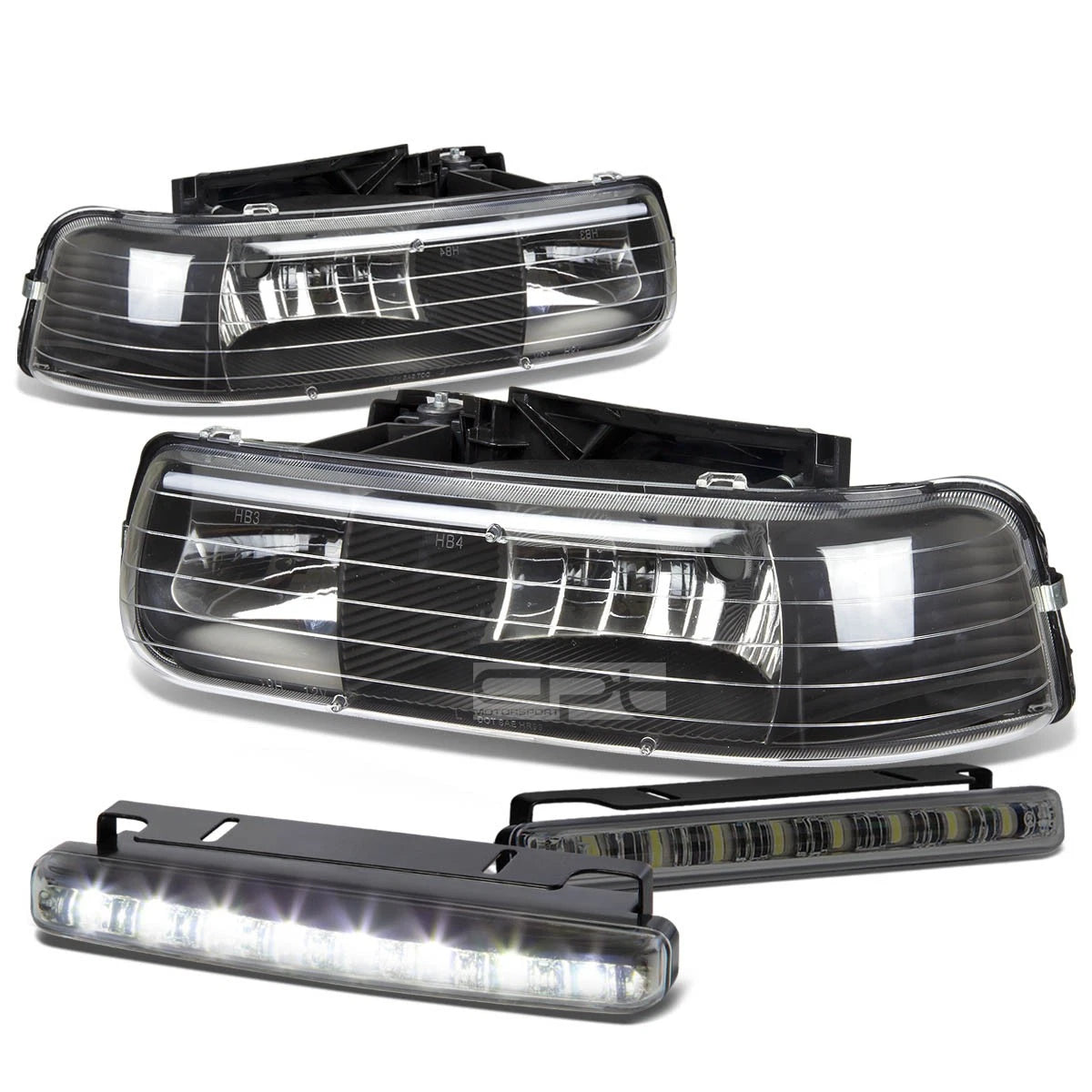 Black Housing Clear Lens Headlight/lamp<wbr/>+LED | Built Supply Co