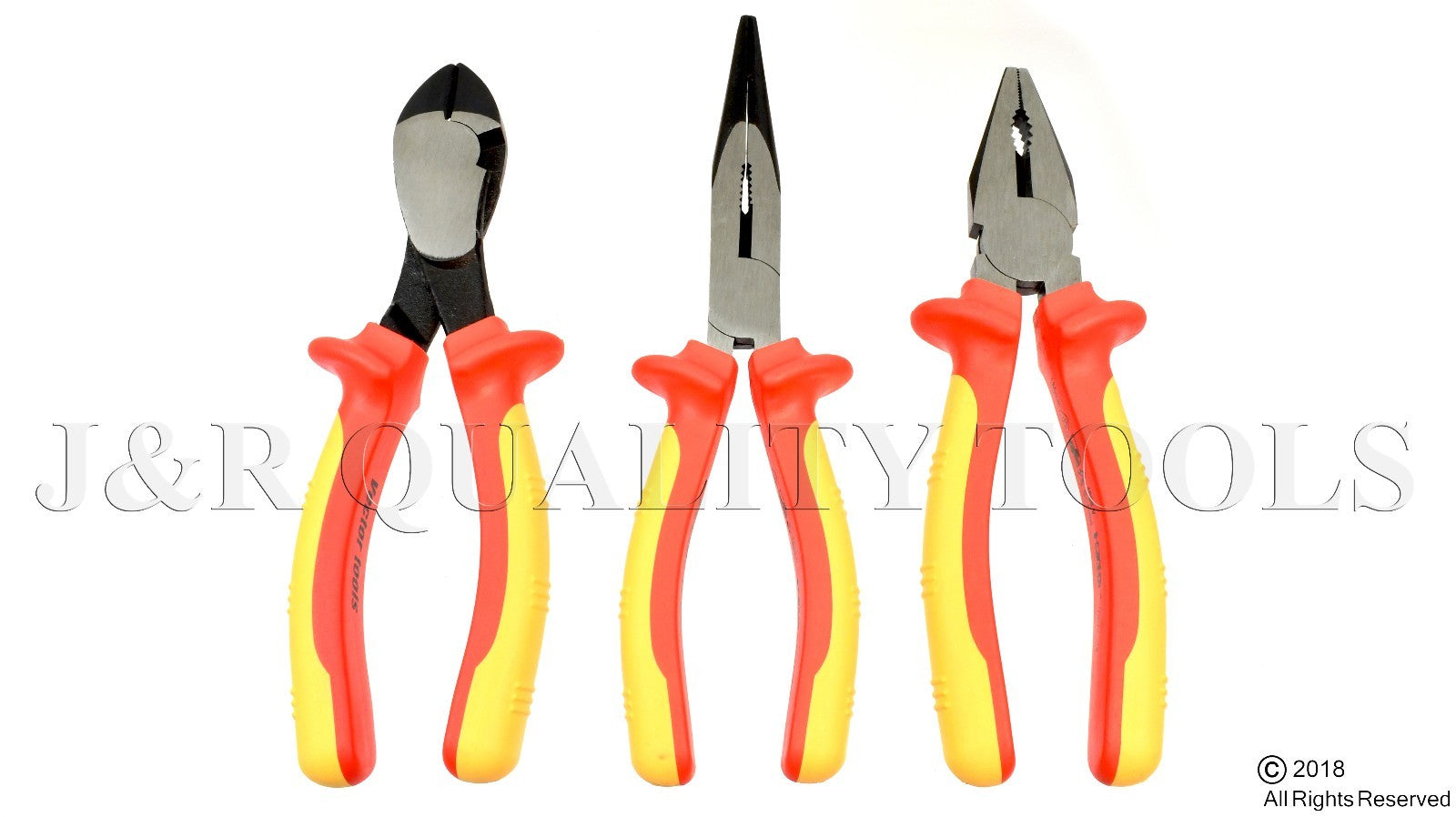 3PC Electricians VDE Pliers Set - Insulated Grip