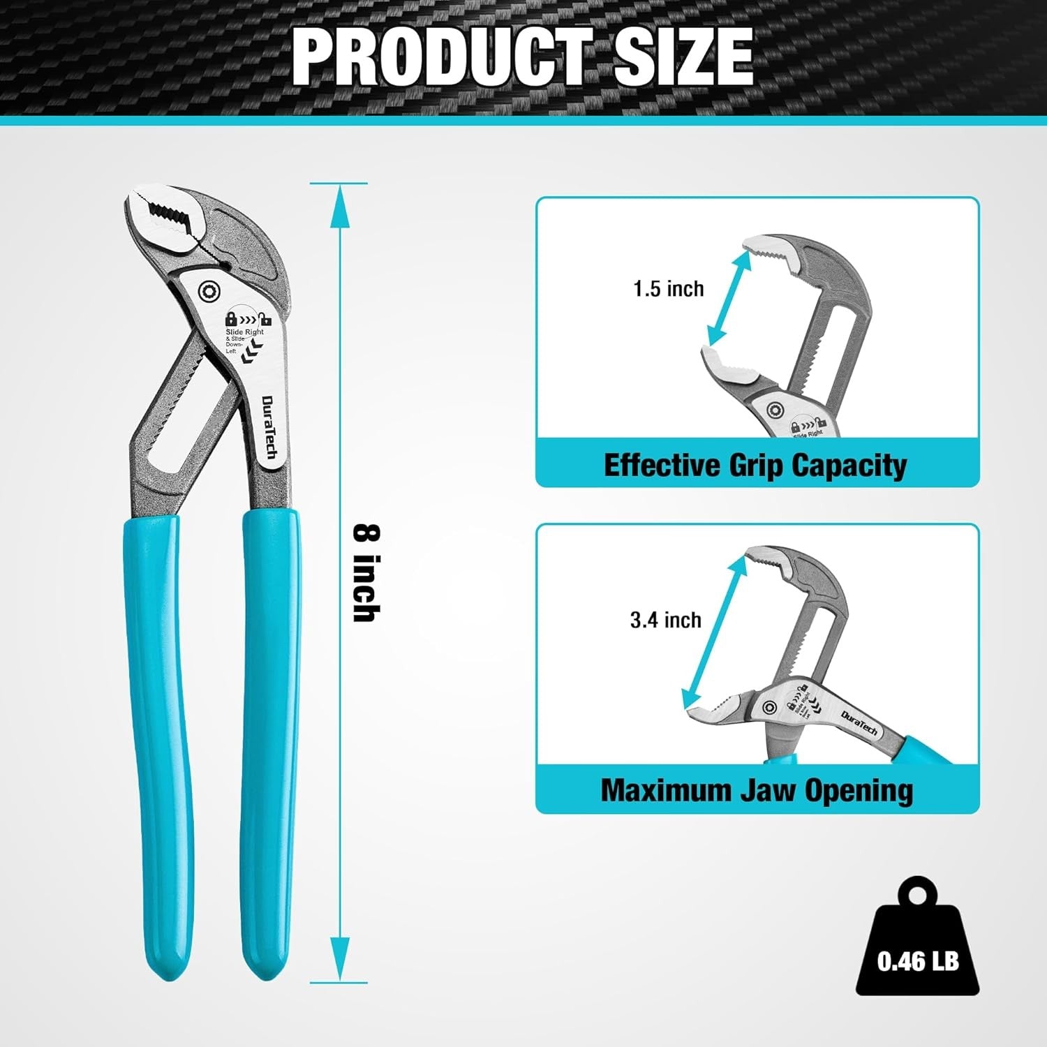 DURATECH 8-Inch Water Pump Pliers Quick-Adjust Groove Joint Pliers CR-V Steel by DURATECH