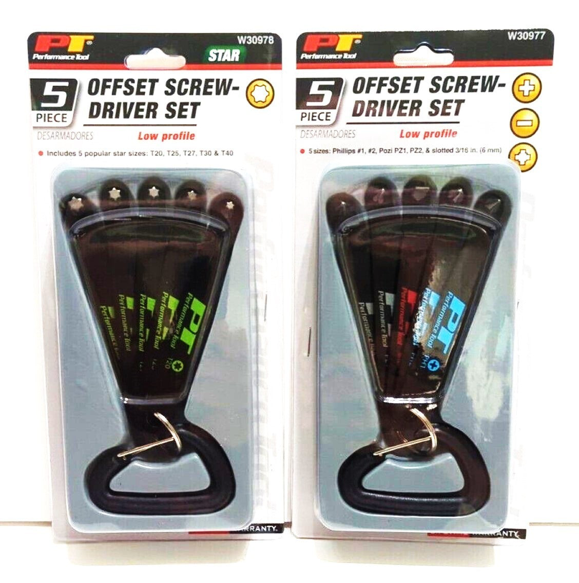 10pc Performance Tool Low Profile Offset Screwdriver Torx Slotted Phillips Set by Performance Tool