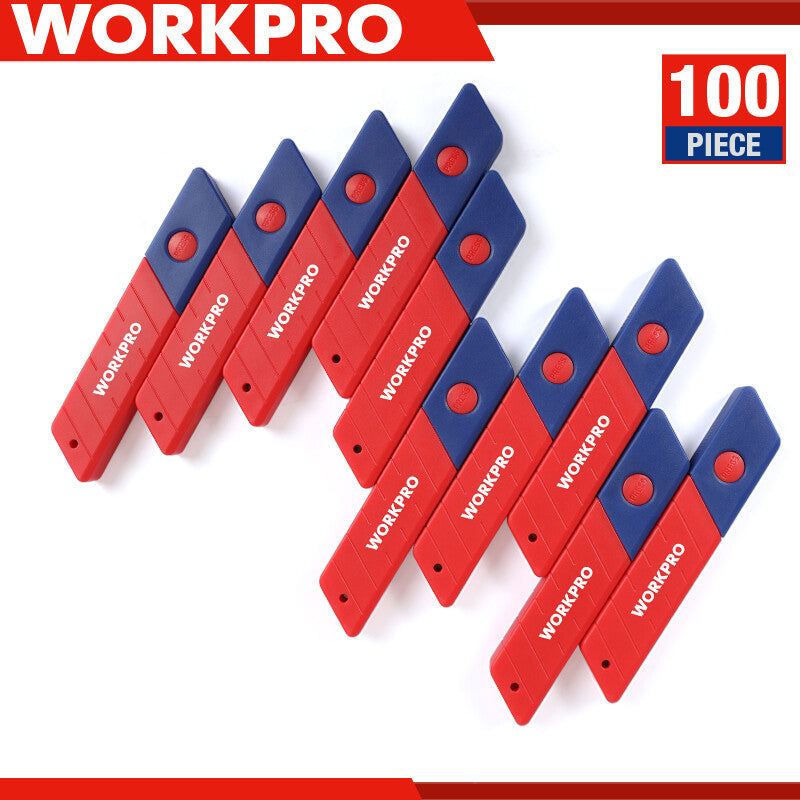 WORKPRO 100PC 18mm Snap-off Replacement Blades SK5 Steel Blade for