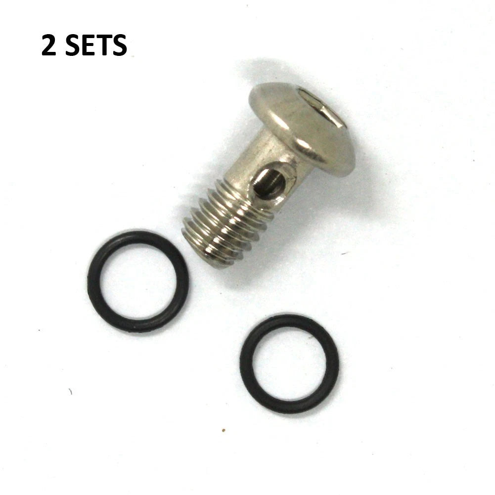 Brake Banjo Bolt Bike Set Screw +Seals Silver Color High