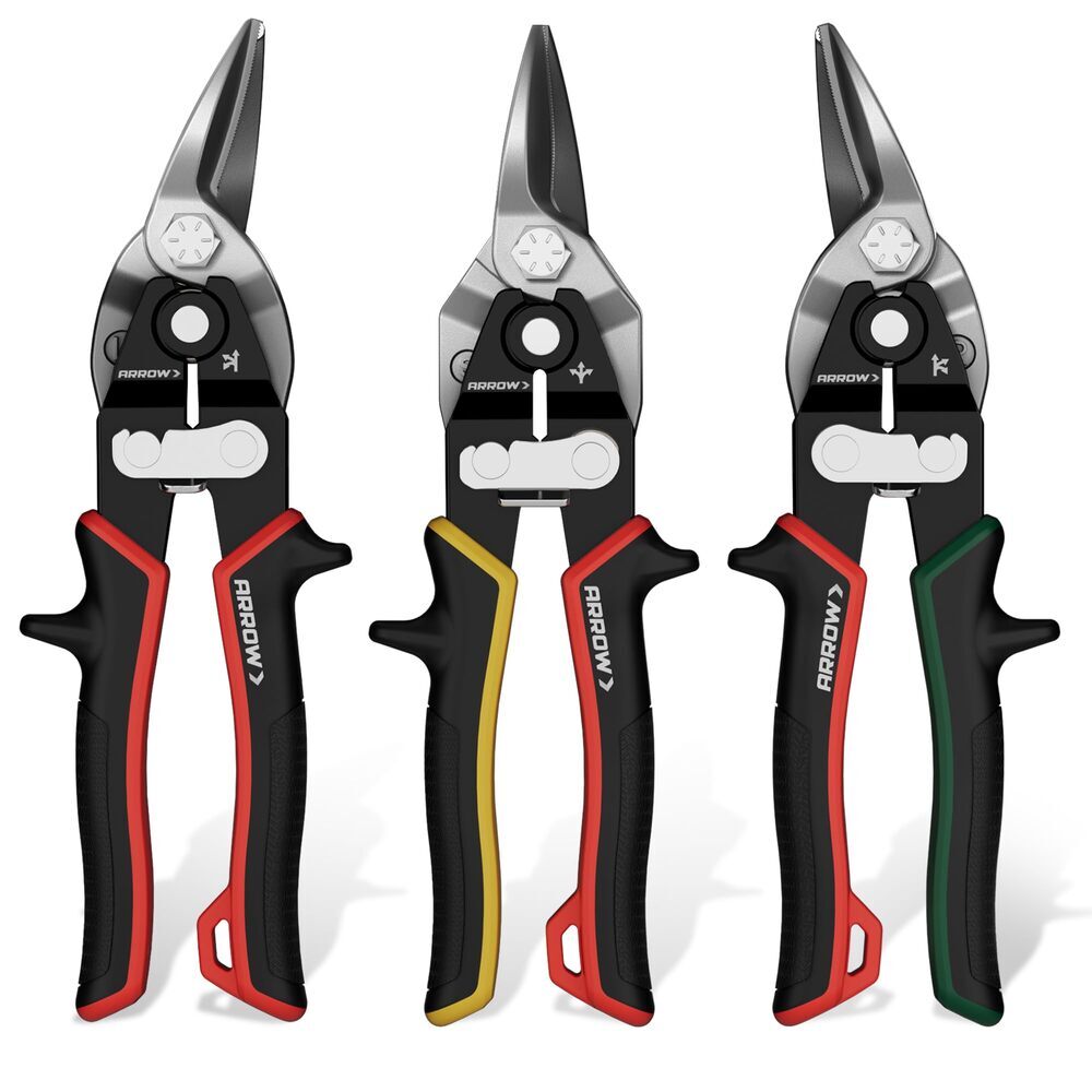 ARROW 3PCS 8-Inch Tin Snips CR-V Steel Aviation Snips by ARROW