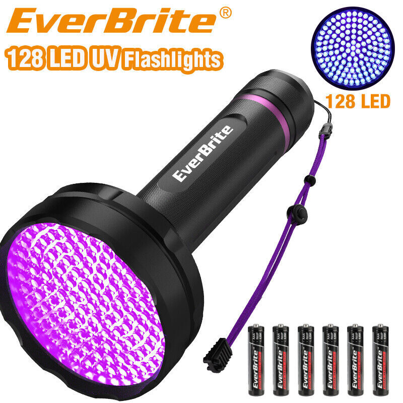 EverBrite 128 LED Black Light Flashlight UV Flashlights 395 nm