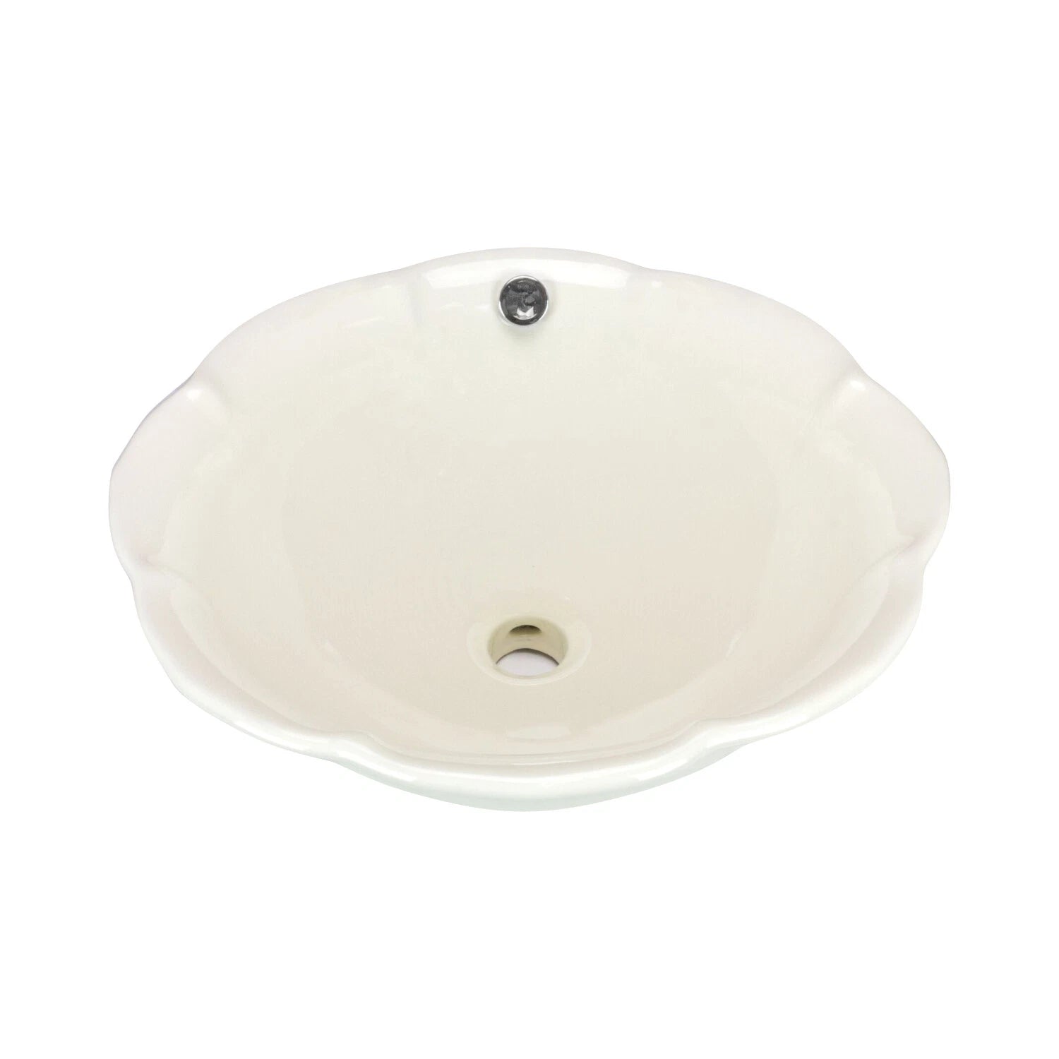 Rok Orchid Round Shaped Bathroom Vessel Sink, 17-1/2" Diameter Ivory