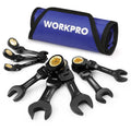 Workpro Stubby Anti-slip Ratcheting Combination Wrench Set Metric