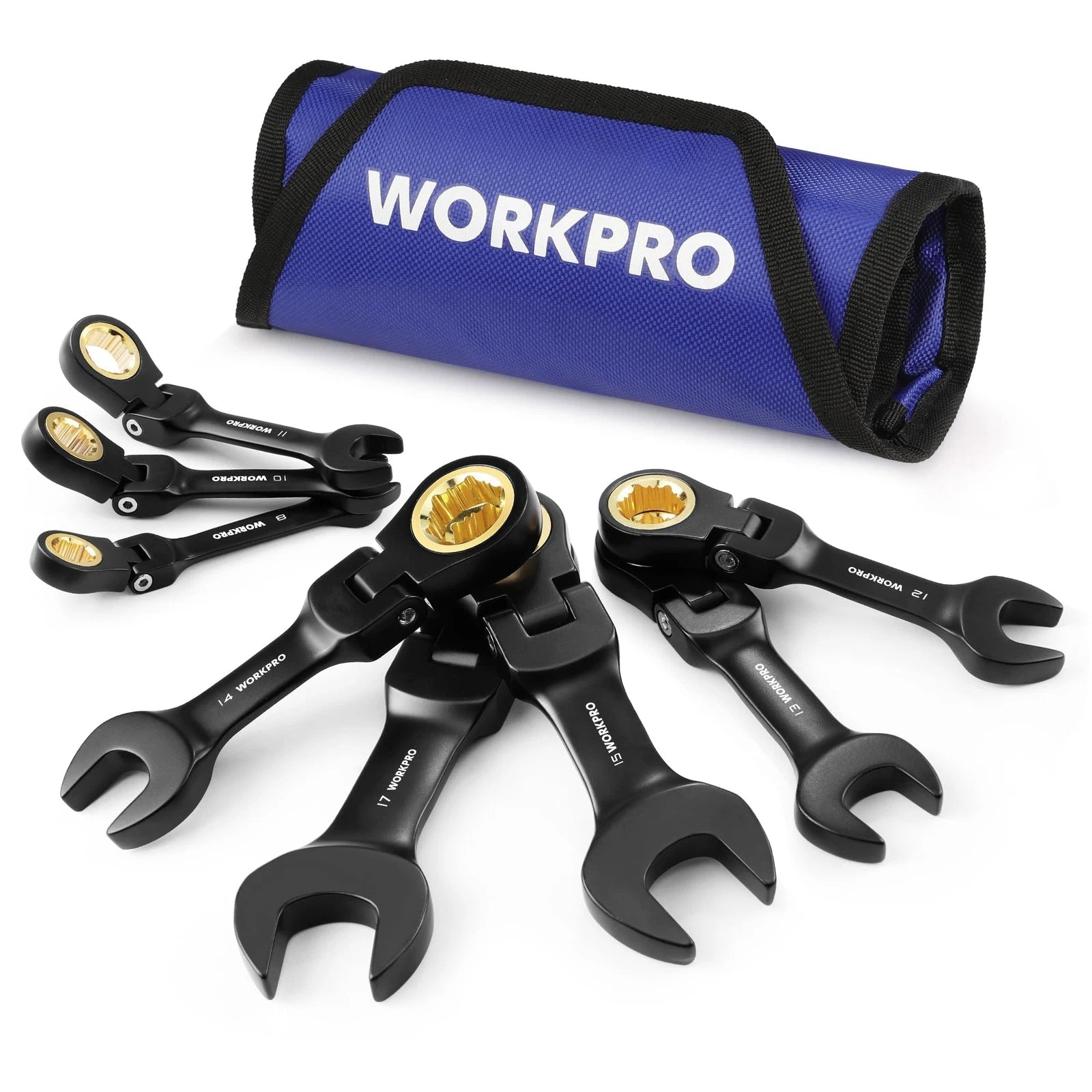 Workpro Stubby Anti-slip Ratcheting Combination Wrench Set Metric