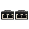 2* Rj45 Splitter Adapter 1 To 2 Ways Dual Female Port Cat5/cat 6 Lan