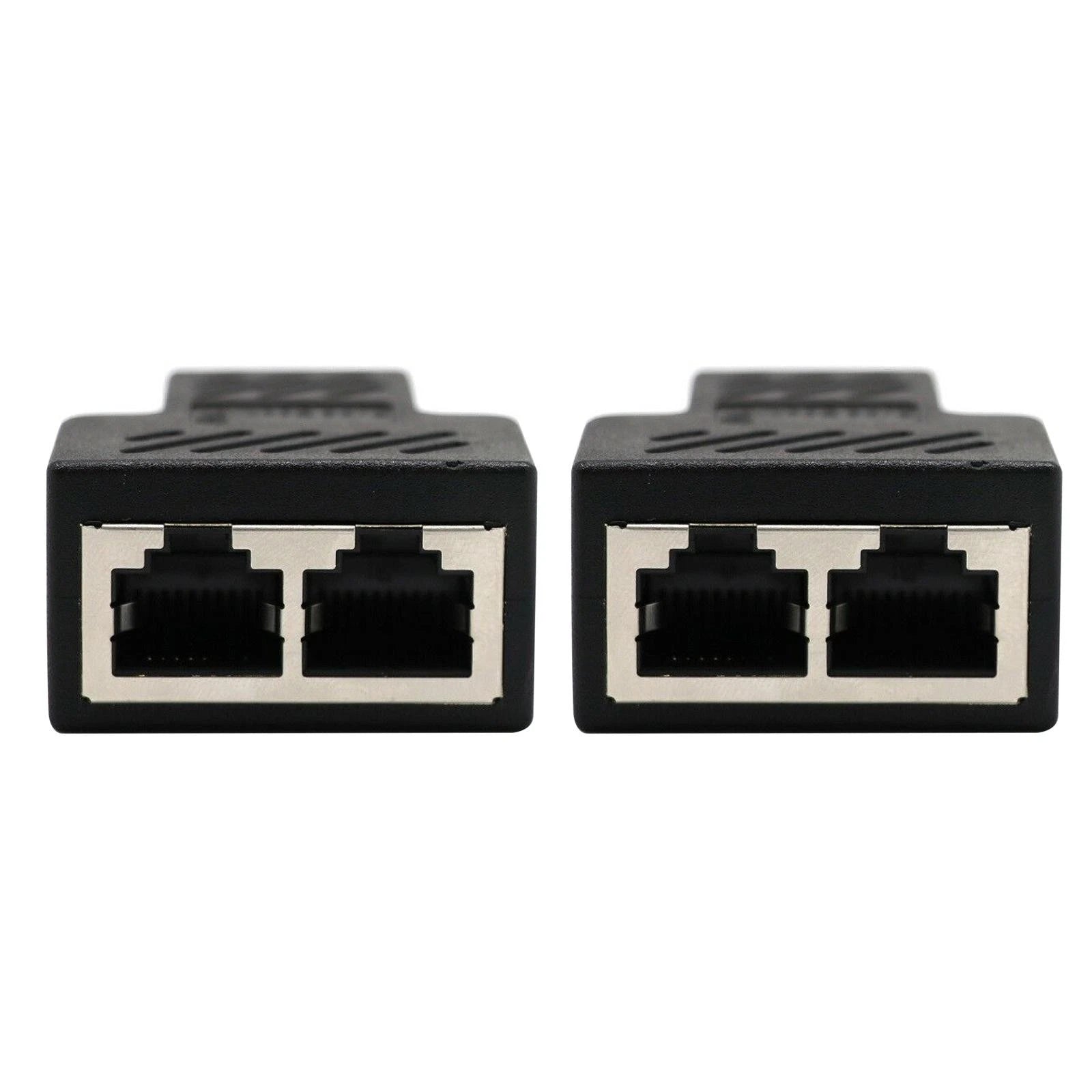 2* Rj45 Splitter Adapter 1 To 2 Ways Dual Female Port Cat5/cat 6 Lan