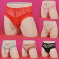Mens Breathable Ice Silk Sheer Lace Glossy Briefs Sexy Underwear Pouch