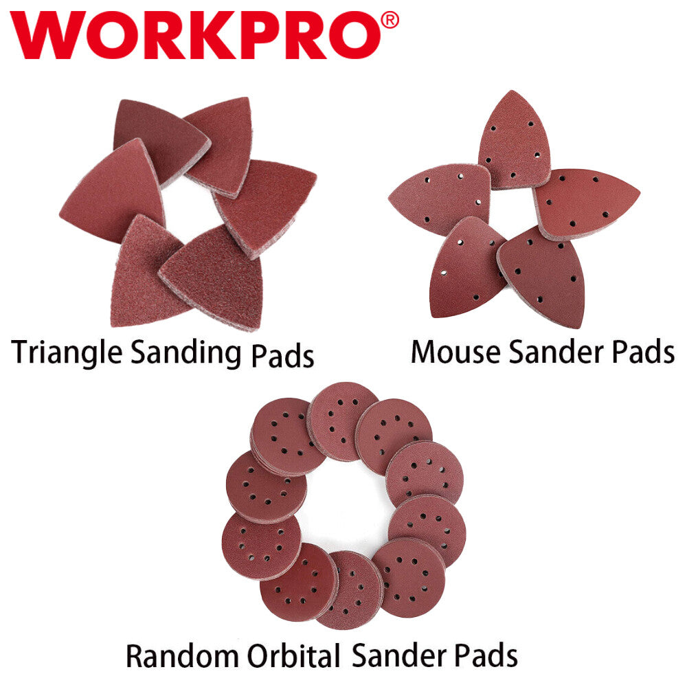 WORKPRO 150PC Sanding Disc Set/150PC Triangle Sanding Pad/150PC Mouse