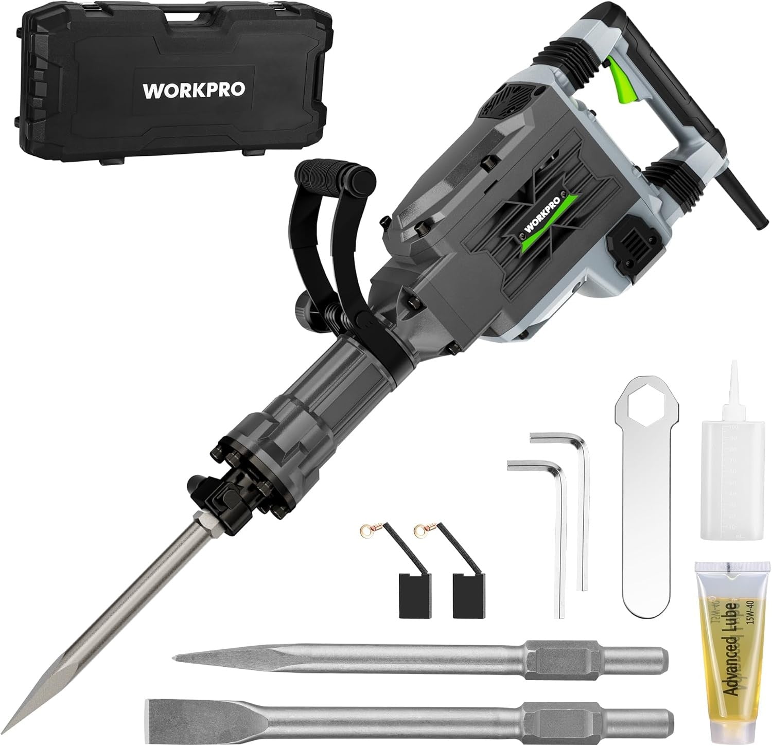 WORKPRO 1800W Demolition Jack Hammer 15A Heavy Duty Electric Concrete Breaker