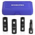 WORKPRO 4PC Impact Socket Set 1/2" Dr Lug Nut Wheel 3" Extension Bar