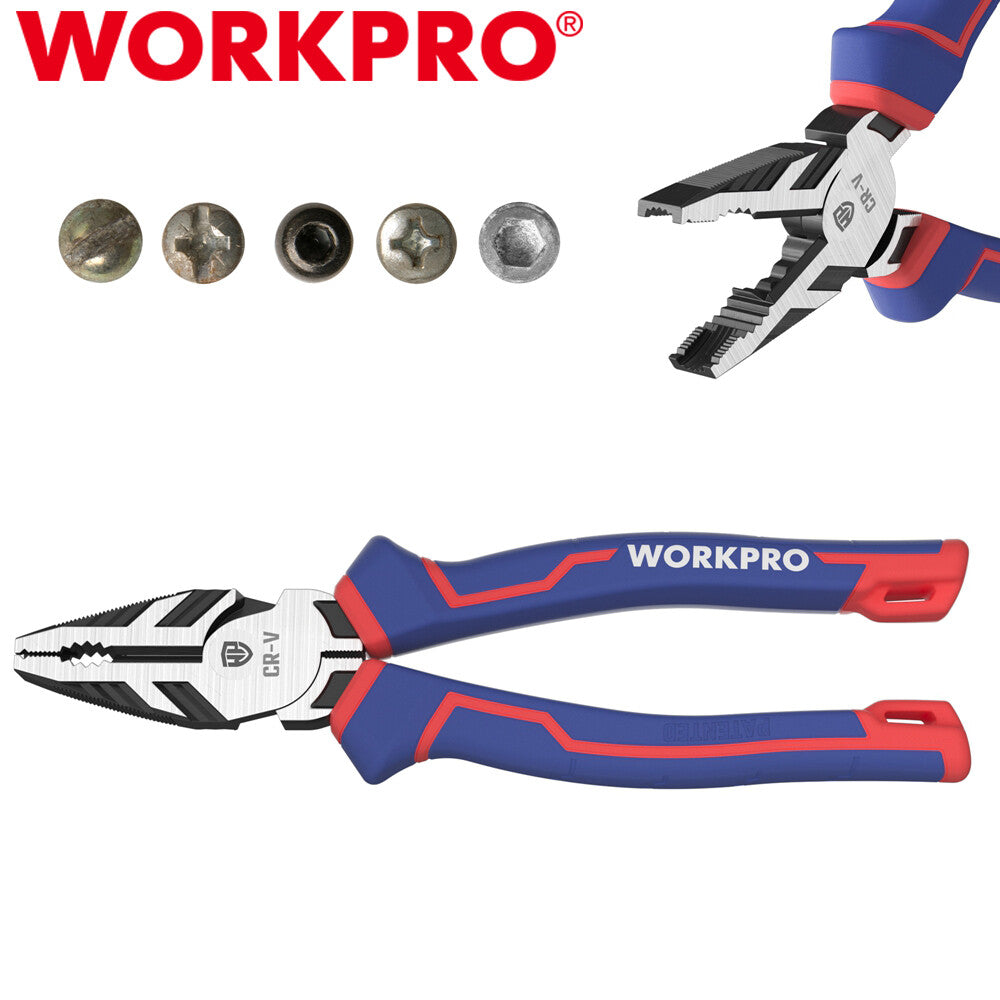 WORKPRO 8" Linesman Screw Extractor Pliers Combination Plier Screw