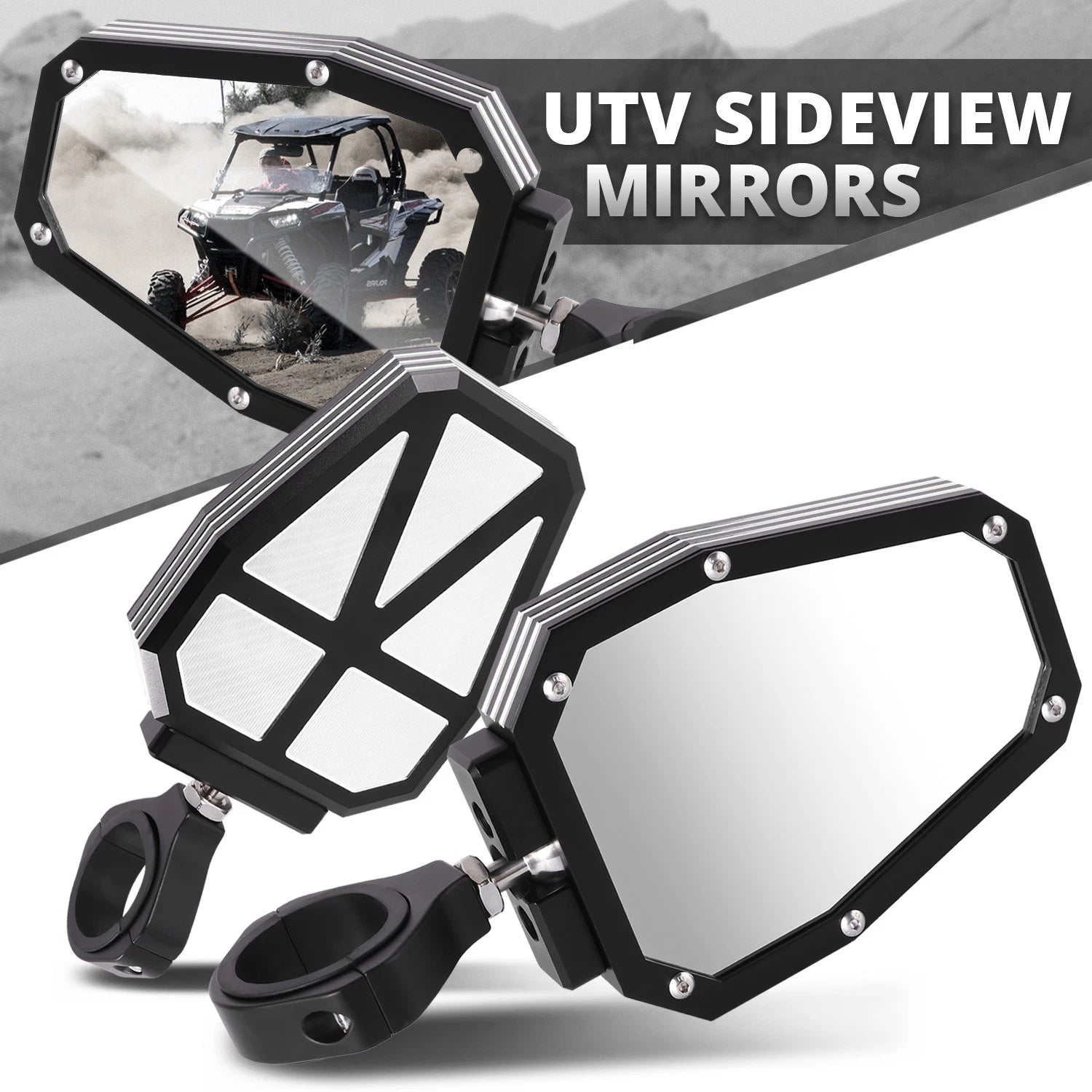 Fit Universal Utv 1.5" 1.75" 2" Bracket Side View Mirrors Roll Cage