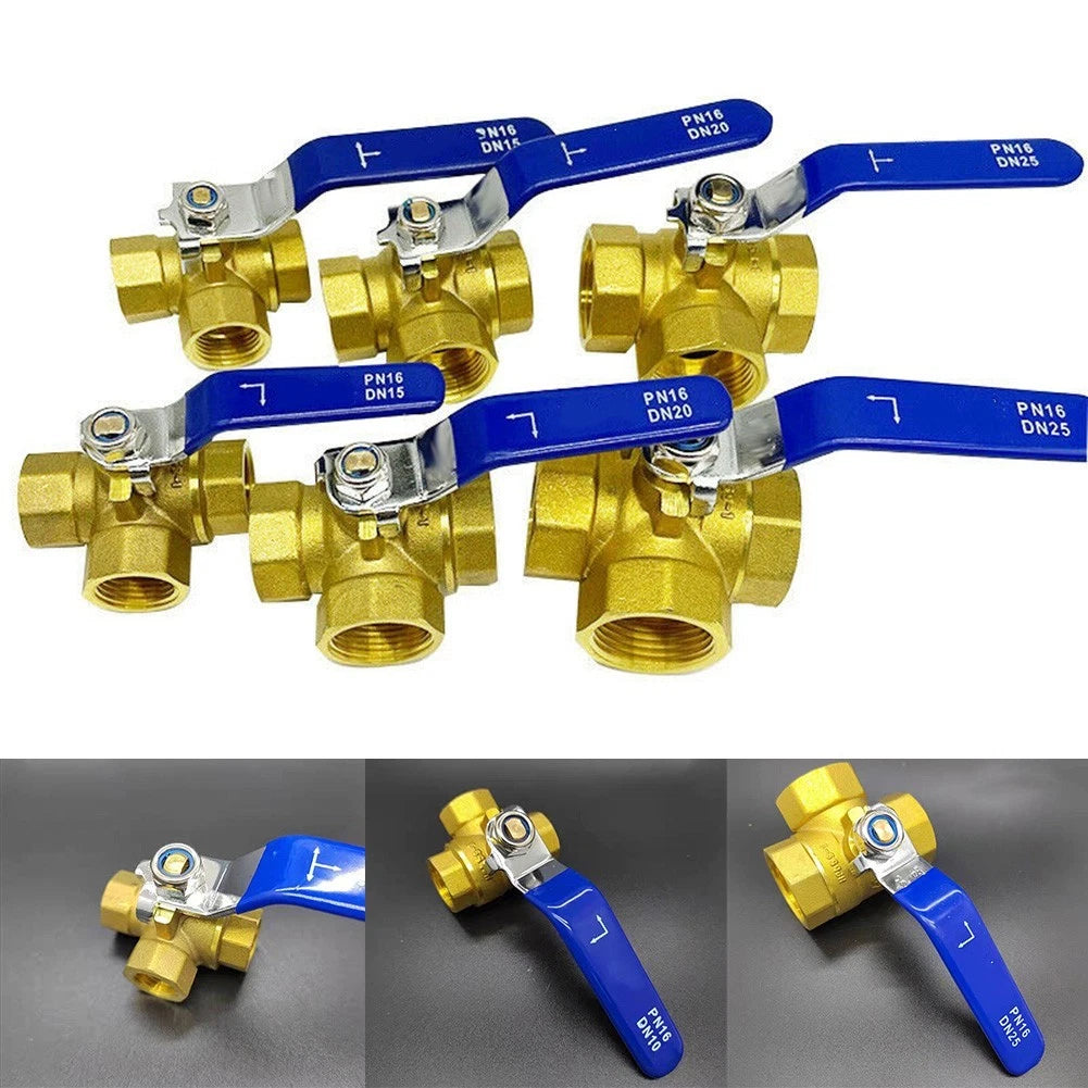 3 Way Ball Valve Three T-port Npt Brass Female Type For Water & Oil &