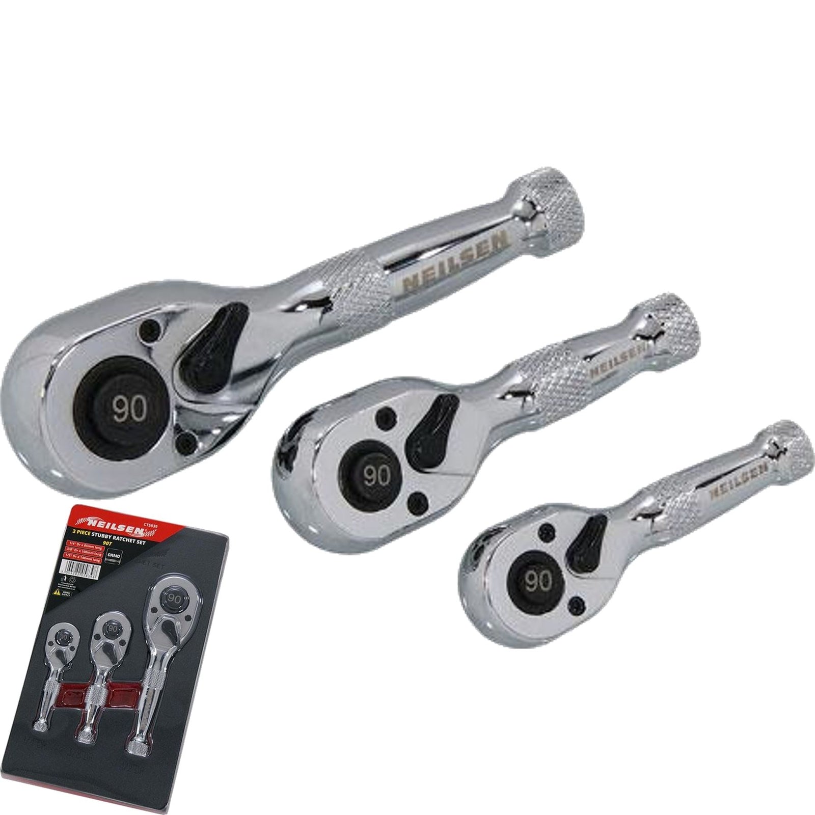 Neilsen Stubby Socket Ratchet Handle Set