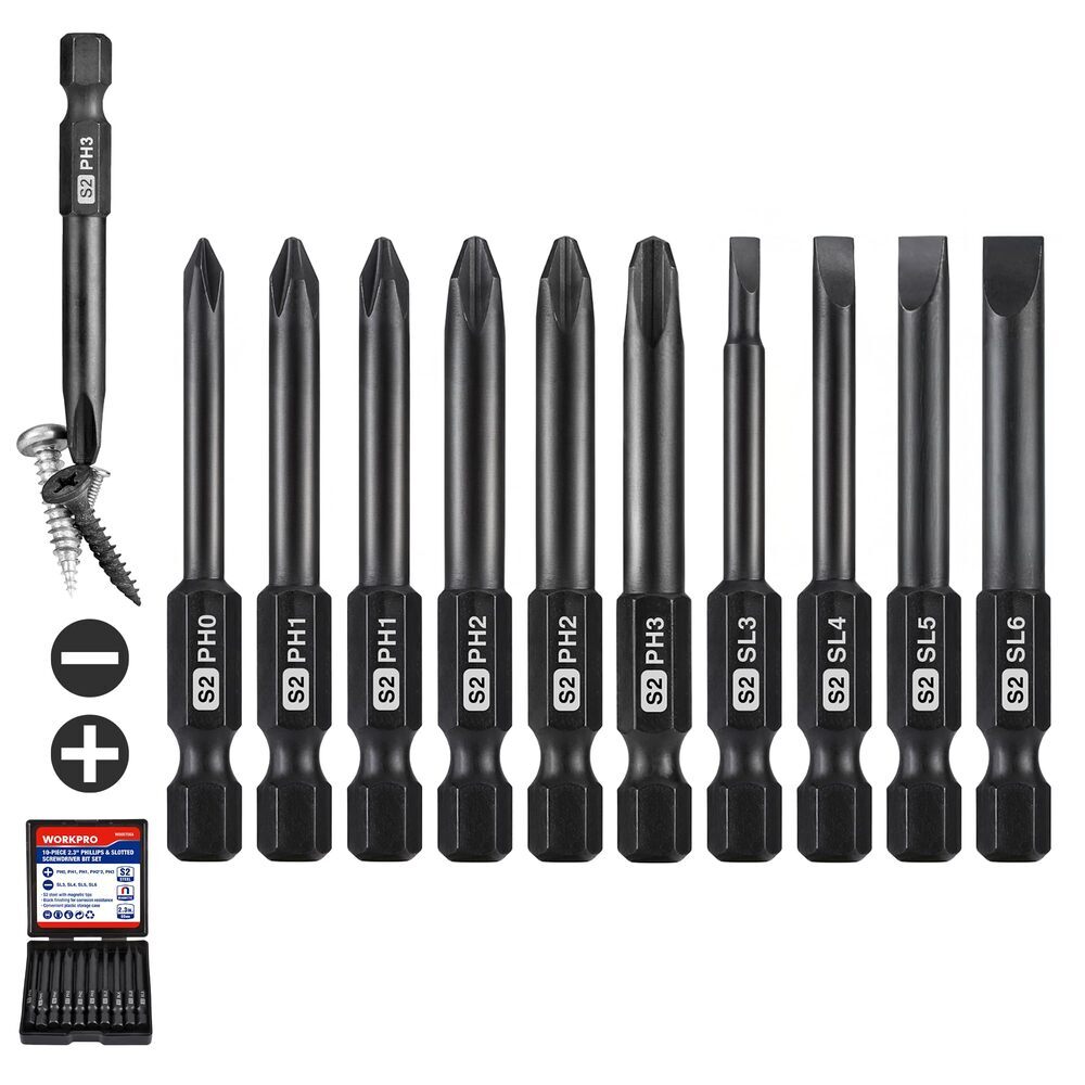 WORKPRO 10-Piece Slotted Phillips Screwdriver Bit Set by WORKPRO