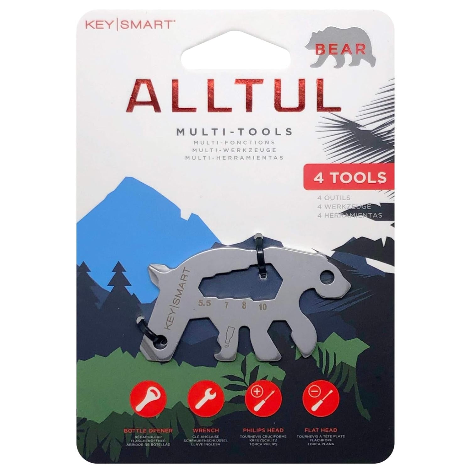 Keysmart Alltul Multi-Tool Bear for Keyring or Wallet Stainless Steel