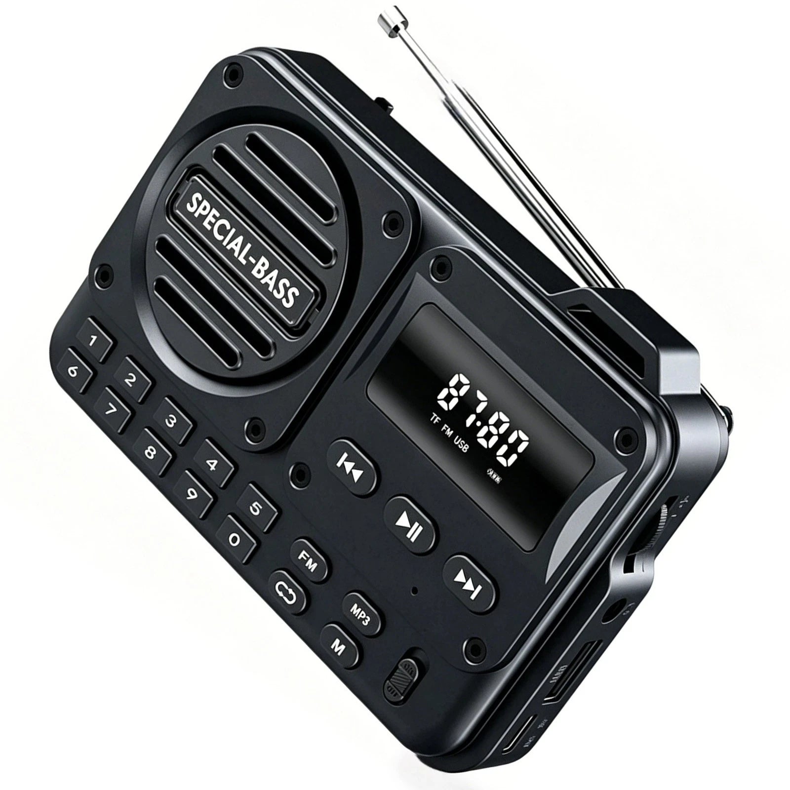 Portable Bluetooth Speaker Fm Radio Analog Mp3 Usb Tf Card Player Led