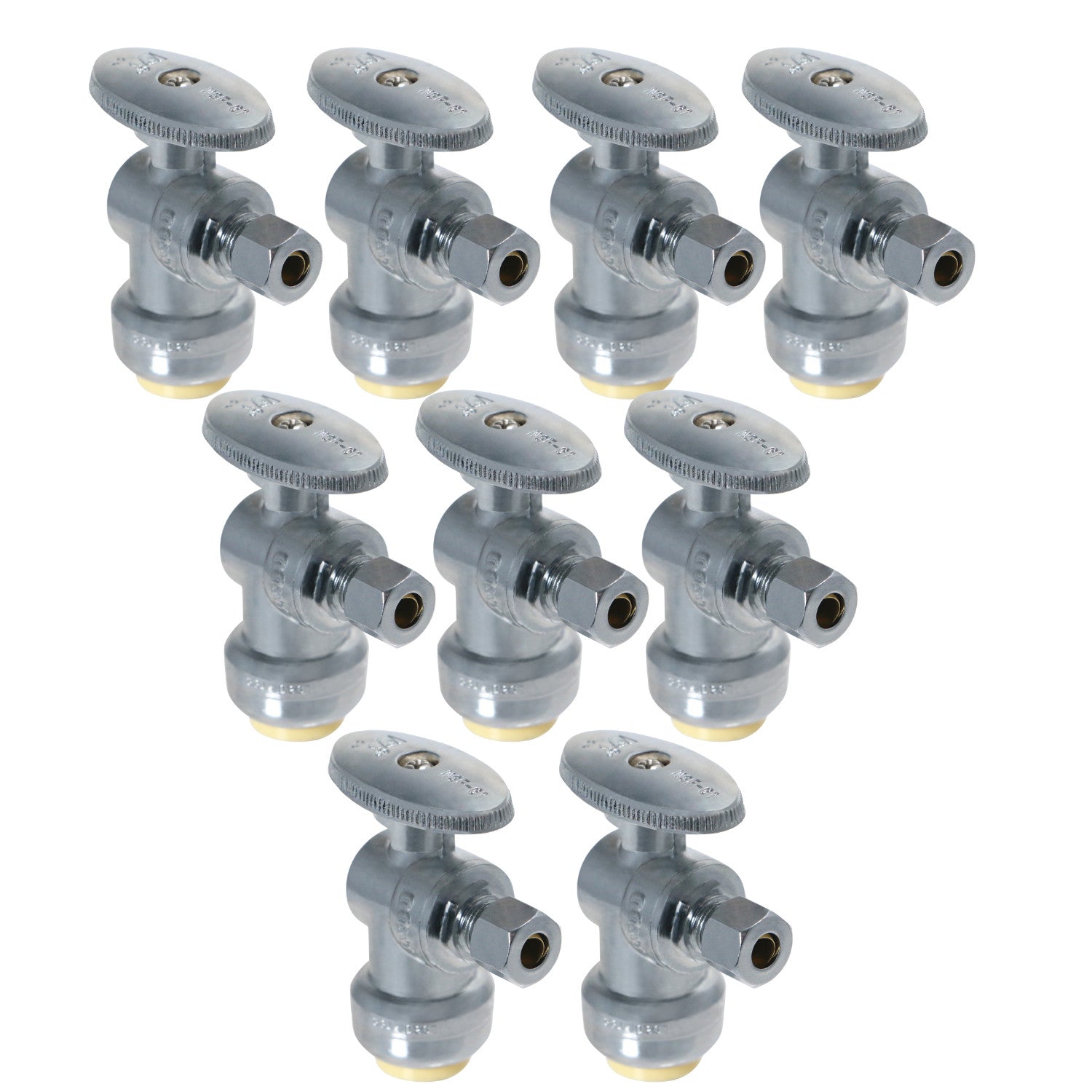 XFITTING 1/4" OD Comp x 1/2" Push Fit Angle Valve - 10 Pack