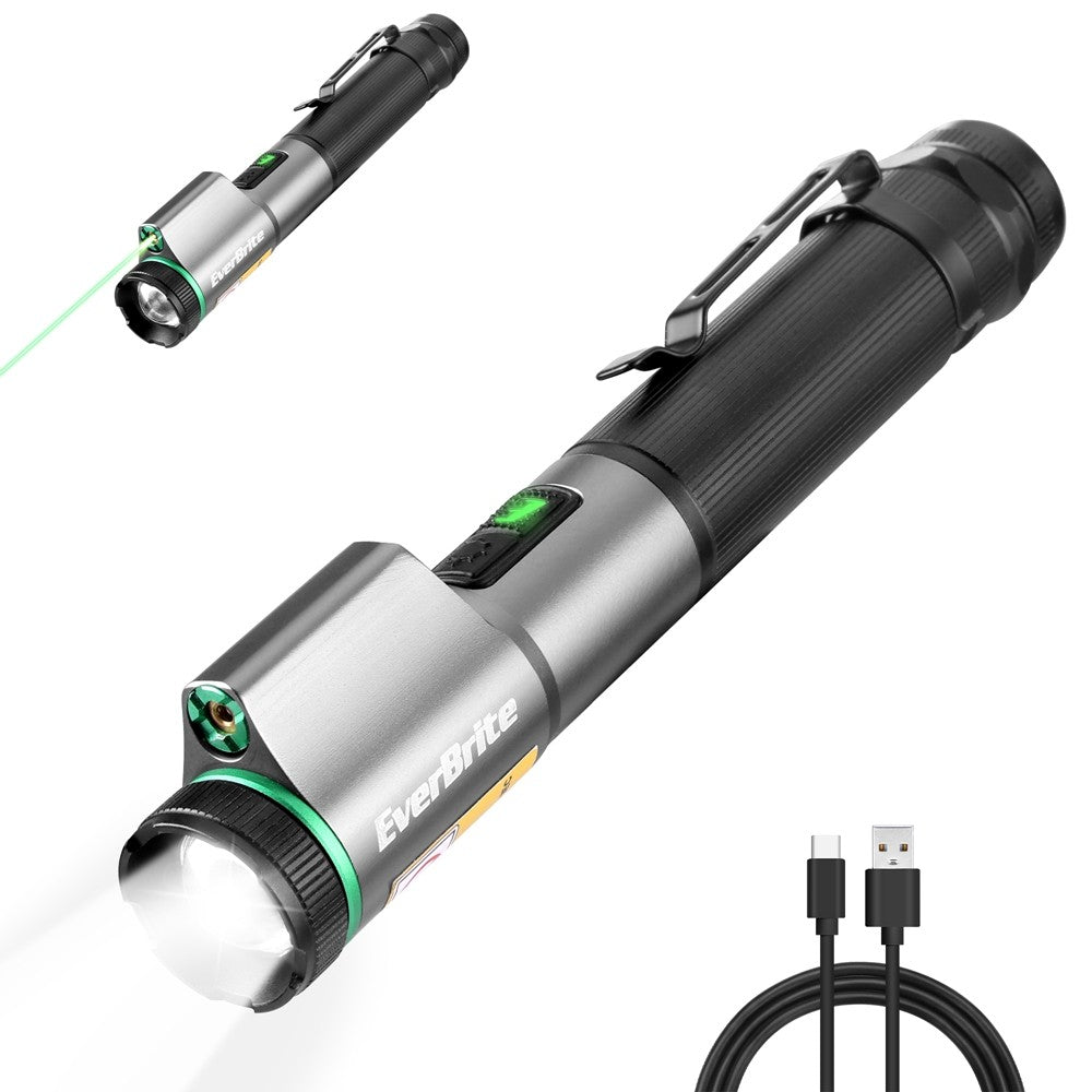 Workpro 500lm Usb-C Rechargeable Led Flashlight White Light Green Beam
